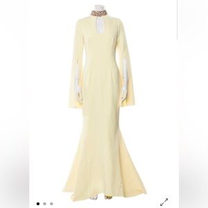 Safiyaa Mock Neck Long Dress Pale Yellow